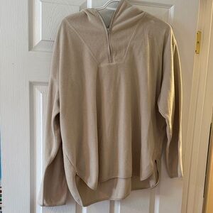 Beige Half-Zip Fleece Hoodie